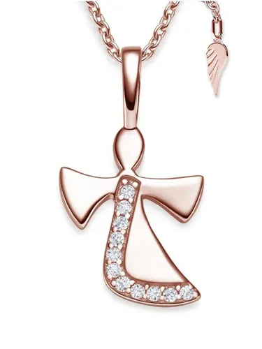 Amoonic Kette mit Anhänger Schutzengel Kette Silber 925 mit Engel-Anhänger Halskette für Kinder (individuell anpassbare Halskettenlänge), Silberkette Gold Rosegold vergoldet Kinder-Schmuck Geschenk Mädchen
