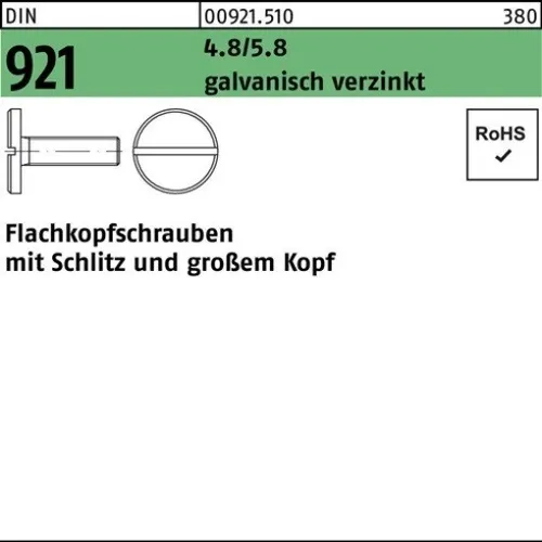 100er PACK(Stk) 000921051000030006 Flachkopfschraube DIN 921 m.Schlitz M 3 x 6