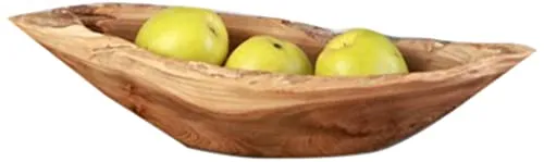 wohnfreuden Teakholz Schale braun oval 30 cm - Holzobstschale geschliffen Holzschale Deko