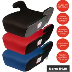 UNITED KIDS Autositzerhöhung Vito – iSize Norm R129 Autositz für Kinder von 126-150 cm, Farbe:Mira - Rot