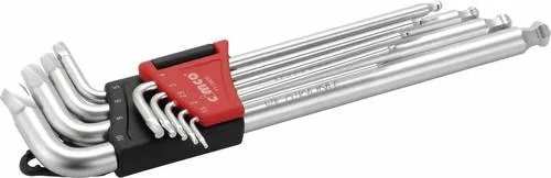 Cimco 9-teilig SPEZIAL Sechskantschlüssel-Set - Werkzeug-Set mit 9 Sechskantschlüsseln, ideal für das Lösen von beschädigten Schrauben dank spezieller Schlüsselform. Aus S2-Spezialstahl mit extra langer Klinge und praktischem Gürtelclip.