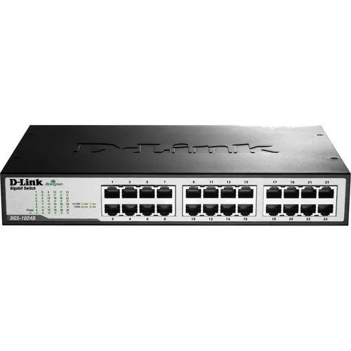 D-Link DGS-1024D 24-Port Gigabit Switch - Netzwerk Switch mit 24 Ports, leistungsstark und ideal für kleine bis mittlere Netzwerke.