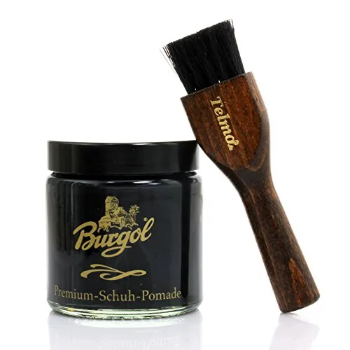 TelMo BURGOL Premium Schuh Pomade 100ml SCHWARZ Tiegelbürste