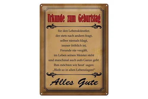 Femer GmbH Metallschild Spruch 30x40 cm - Einzigartige Wanddekoration zum Geburtstag - Hochwertiges Metallschild von Femer, ideal als Geschenk oder zur Dekoration. Gefertigt aus robustem Stahlblech, überzeugt es durch Langlebigkeit und ansprechendes Design. Perfekt für jeden Anlass!