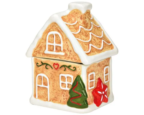 matches21 HOME & HOBBY Vorratsdose Keramik-Dose als Weihnachten Lebkuchenhaus Keksdose 12 x 16 cm, Keramik, (1-tlg), Eckige Aufbewahrungsdose als bunte Plätzchendose Gebäckdose
