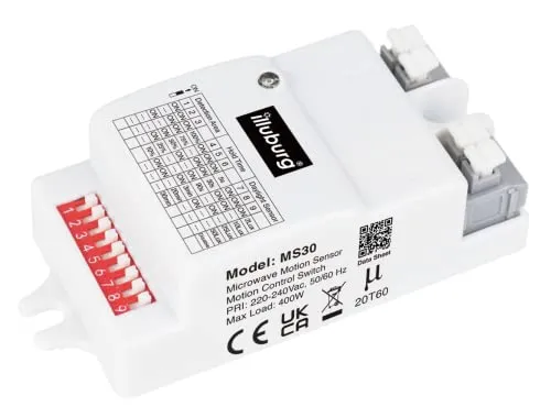 Merrytek Bewegungsmelder Mikrowellen HF Radar - Bewegungsmelder mit 6m Reichweite und Tag/Nacht Sensor, ideal für LED bis 400W. Einstellbare Empfindlichkeit und Einschaltzeiten für flexible Nutzung.