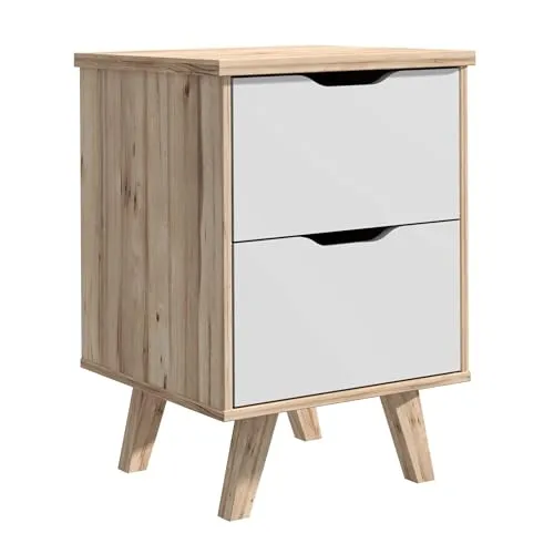 Forte VANKKA Kommode mit 2 Schubladen - Nachttische mit elegantem Design, ideal für zusätzlichen Stauraum und Pflegeleichtigkeit. Hergestellt aus nachhaltigen Materialien, perfekt für jedes Zimmer.