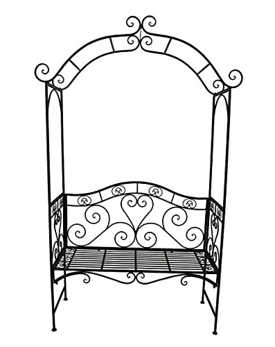 Spetebo Metall Sitzbank mit Rosenbogen - Outdoor Lounge Garten Bank, 2-Sitzer mit dekorativem Rosenbogen, robust und wetterfest, ideal für Garten und Terrasse.