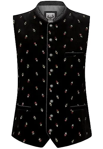Stockerpoint Vittorio Herren Trachtenweste Schwarz, Größe 46 - Elegante Trachtenweste aus hochwertigem Baumwollsamt, ideal für festliche Anlässe. Zeitloses Design für einen stilvollen Auftritt.
