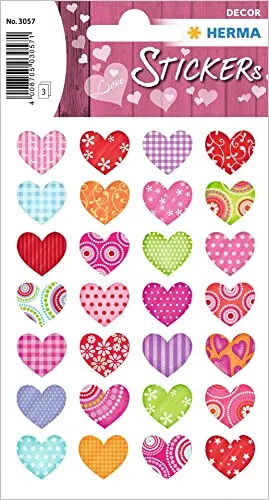 HERMA 3057 Aufkleber Herzen Bunt klein, 84 Stück, Herz Sticker in rot rosa pink, Etiketten in Herzform für Valentinstag Liebe Hochzeit Geburtstag Scrapbooking Dekoration Geschenk Briefe DIY Basteln