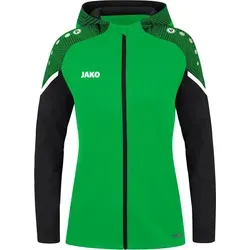 JAKO Damen Kapuzenjacke Performance, Soft Green/Schwarz, 36 - Funktionsjacke aus 100% recyceltem Polyester, atmungsaktiv und mit praktischen Reißverschluss-Seitentaschen für optimalen Tragekomfort.