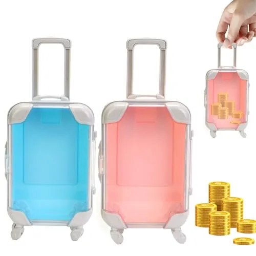 Pluvyze 2 Stück Mini Koffer Geschenkbox Miniatur Koffer Reise Geschenk Reisekoffer Miniatur für Reise Geldkoffer Als Geldgeschenk Süß und Exquisit Geeignet zum Verschenken an Kinder