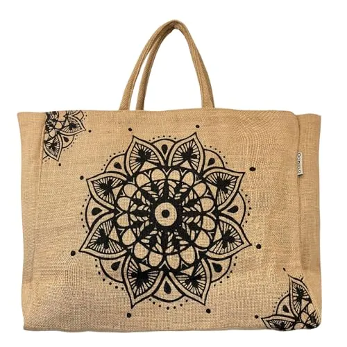 Domelo Einkaufstasche groß - Faltbare Jute Strandtasche XXL für Damen - Praktische Einkaufstasche aus Jute, wasserabweisend und mit 25L Volumen. Ideal für Strand, Einkauf oder Yoga – robust, vegan und mit integriertem Reißverschlussfach.