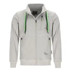 Coastguard Herren Sweatjacke - Sportliche Funktionsjacke in Hellgrau XXL - Moderne Funktionsjacke mit hohem Stehkragen und wasserdichtem Reißverschluss, ideal für Outdoor-Aktivitäten und Freizeit. Stylische neongrüne Details und praktische Taschen sorgen für Komfort und Funktionalität.