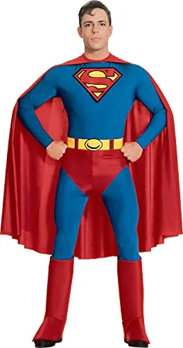 Rubie‘s Deluxe Superman-Kostüm für Erwachsene, Größe M - Kostüm-Outfits für Erwachsene, inklusive Umhang, Overall und Gürtel – offiziell lizenziertes Produkt für eine authentische Superman-Darstellung.