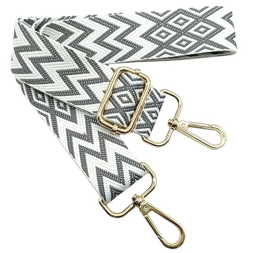 Verstellbarer Schultergurt Tasche Grau, Taschengurte zum Wechseln, Taschengurt Breit mit Karabiner Gold, 80-130 cm Tragegurt Tasche für Damen Schulterriemen, Moderne Handtasche, 3.8cm, 707