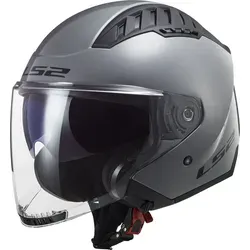 LS2 OF600 Copter II Solid Jethelm - Grau - M - Motorradhelm mit HPFC Helmschale, integrierter Sonnenblende und kratzfestem Visier. Ideal für Stadt und Autobahn, bietet maximalen Komfort und Sicherheit.