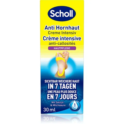 Scholl Anti-Hornhaut Creme Intensiv 3013730 - 30 ml Tube - Fußpflege mit wirksamer Hornhautreduktion in nur 5 Tagen. Intensive Pflege mit Fruchtsäuren und Aloe Vera für geschmeidige Füße.