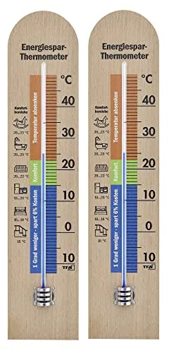 TFA Dostmann Energiespar-Thermometer, 12.1055.05, Innenthermometer, mit Energiespar Tipps, Komfortbereich, Temperaturüberwachung, Buche (2)