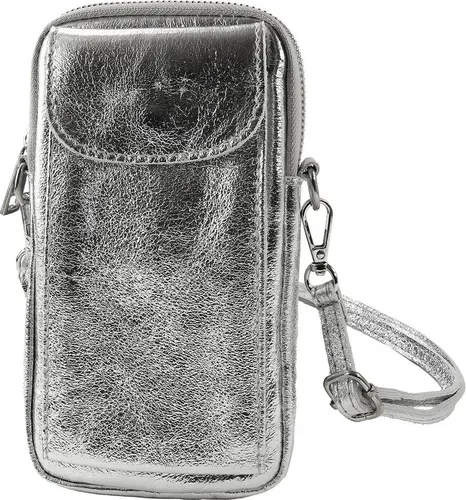 Produktbild Toscanto Handtasche Toscanto Damen Umhängetasche Handtasche (Handtasche), Damen Leder Umhängetasche, Handtasche, silber ca. 12cm