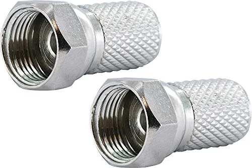 Schwaiger GmbH -FST8002 531- F-Aufdrehstecker 2-er Set/ 8 mm Durchmesser/für Koaxialkabel/Verbindung von Stecker und Kabel/ 2 Stück/Silber