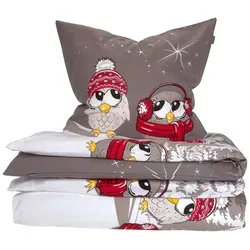 Schiesser Bettwäscheset Olsona | 2-teilig mit Eulenprint in grau von Schiesser