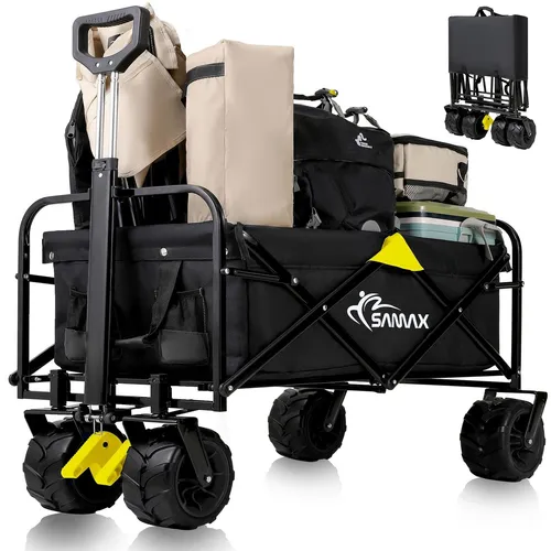 SAMAX Faltbarer Bollerwagen für Strand und Freizeit - Vielseitiger Transportwagen mit 94 Litern Ladevolumen, klappbar für einfachen Transport und Verstauung, ideal für Ausflüge und den Strand.