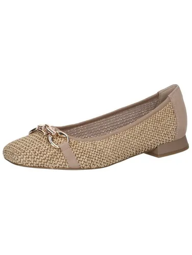 CAPRICE Ballerina 9-22503-42 311 G-Weite - Hausschuhe mit bequemen Leder-Textil-Mix und modernem Trapezabsatz. Die komfortable G-Weite und das innovative CAP Memotion sorgen für extra Tragekomfort und stilvollen Look.