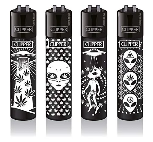 Clipper Feuerzeug 4er Set: (420 Aliens #2) von sunmondo