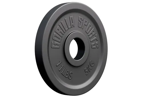 GORILLA SPORTS Hantelscheibe 50mm Bohrung, Gusseisen, Einzeln/Set -Gewichtsscheiben, Hantelscheiben, 5 kg