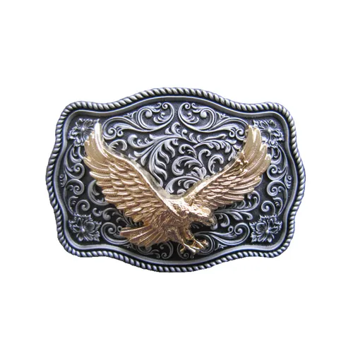 Edles Buckle mit Adler, 24 ct. Gold, Seeadler, Western, Gürtelschnalle