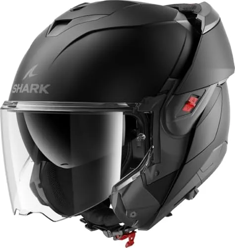 Shark OXO Blank Matt Schwarz Gr. M 57/58 - Motorradhelm mit ECE.2206 und P/J-Zulassung für höchste Sicherheit. Flexibles Design für Integral- und Jet-Helm, hervorragende Aerodynamik und Panorama-Sichtfeld.
