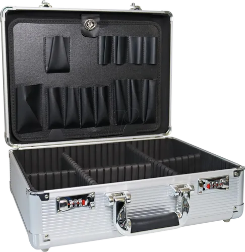 PeakTech 7245 Alukoffer – Leerer Werkzeugkoffer mit Sortierfächern - Werkzeugkästen mit 13 Fächern und zwei sicheren Zahlenschlössern für optimalen Schutz. Ideal für den mobilen Einsatz, stabil und leicht gepolstert.