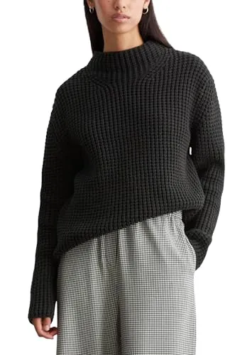 Marc O'Polo Pullover in Schwarz - L - Pullover aus Bio-Baumwolle mit Stehkragen und lockerem Schnitt, ideal für einen lässigen Look und umweltbewusste Mode.