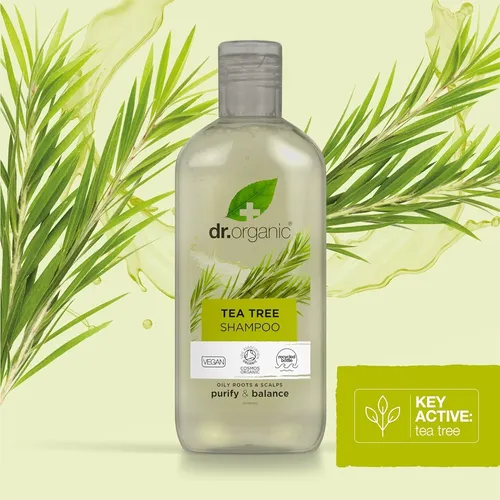 Dr Organic Bioaktives Eco Tea Tree Shampoo 265 ML - Unisex Shampoo mit Teebaumöl für tiefenreinigendes, feuchtigkeitsspendendes Haar. 100% vegan und frei von schädlichen Chemikalien - ideal für normales Haar.