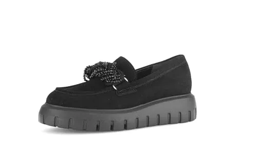 Gabor Slipper schwarz 38 EU (5 UK) - Elegante Halbschuhe aus schwarzem Wildleder mit echtem Leder-Innenmaterial, ideal für stilvolle Auftritte und hohen Tragekomfort.