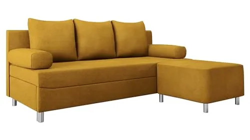 Mirjan24 Schlafsofa Dover - Flexibles Sofa mit Bettkasten - Sofas & Couches mit Schlaffunktion und großzügiger Schlaffläche von 192x133 cm, inklusive Kissen-Set und Hocker-Option für maximalen Komfort.