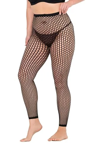 Ulla Popken Damen große Größen Übergrößen Plus Size Strumpf-Leggings, Netz, verschiedene Tragevarianten schwarz 46+ 835719100-46+
