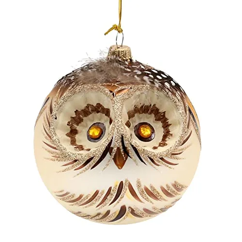 Dekohelden24 Christbaumschmuck Eulenkugel limitierte Auflage - Exklusive Eulenkugel, mundgeblasen und handdekoriert. Mit einer Größe von ca. 8 cm und nur 250 Stück erhältlich, ist sie das perfekte Highlight für Ihren Weihnachtsbaum oder Gesteck.