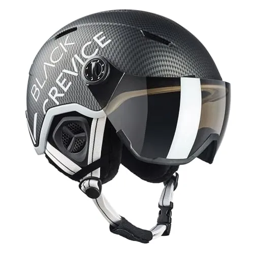 Black Crevice Skihelm Vail mit Visier, matt schwarz Carbon/weiß, L (58-61 cm)…