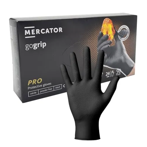 Produktbild Mercator GOGRIP Schutzhandschuhe aus Nitril Schwarz -L- 50 Stk