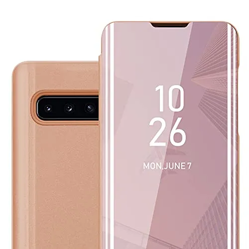 Cadorabo Hülle kompatibel mit Samsung Galaxy S10 Plus Schutzhülle TPU Silikon Case 360 View Spiegel, Slim Kratzfest Weiche Gummi mit Rundumschutz Cover Hülle für Galaxy S10 Plus in Pink