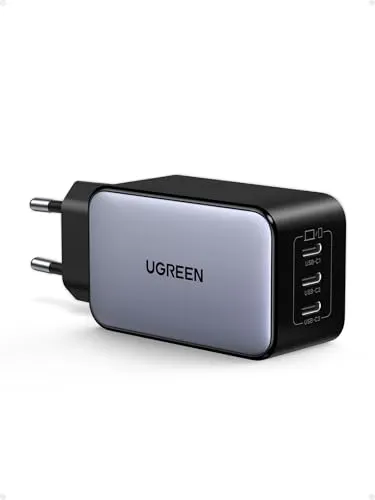 UGREEN Nexode USB C Ladegerät 65W GaN Netzteil mit 3X USB-C-Port Schnellladegerät Kompakt Charger kompatibel mit MacBook Pro/Air, HP Laptop, iPad, iPhone 17, Galaxy S24
