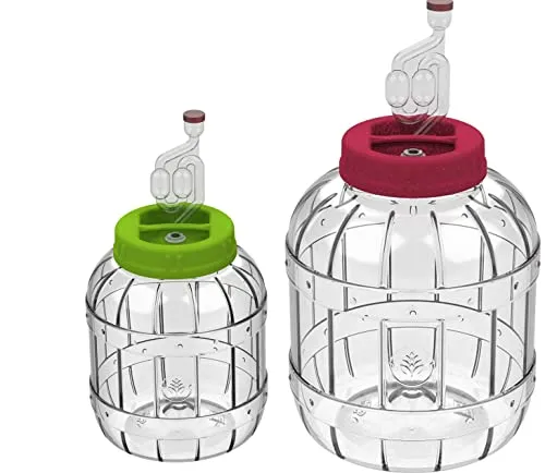 lilawelt24 3L +5L Gärbehälter aus Kunstoff Gärbehälter mit Gäraufsatz, für Wein, Bier, Maische Weck, Weinballon Gärballon Flasche