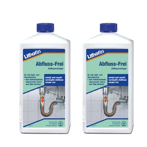 Lithofin Abfluss Frei Konzentrat Spülbecken Reiniger 1 Liter 2 x