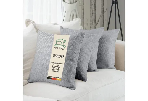 Selfitex Dekokissen 4er Set 40x40cm - Dekokissen Set in Hellgrau, made in Germany. Strapazierfähig und langlebig, ideal für Sofa, Couch oder Bett. Inklusive 4 Füllkissen für sofortigen Komfort.
