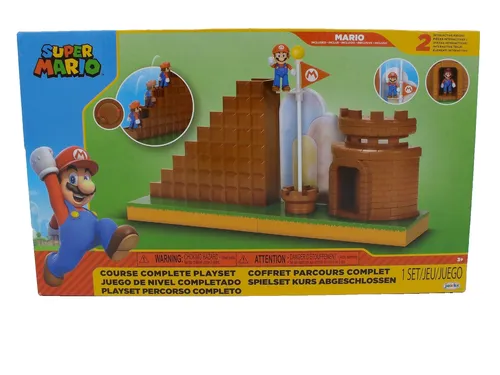 Super Mario Nintendo 2,5 Zoll Kurs Komplettes Spielset - mit Mini Mario-Figur, interaktive Treppe und Schloss für spannenden Spielspaß ab 3 Jahren