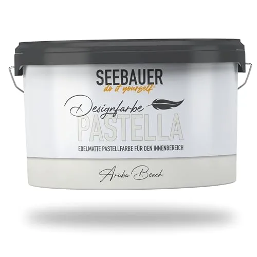 SEEBAUER diy Pastellfarbe PASTELLA Beige 2,5L - Edelmatte Wandfarbe für ein gesundes Raumklima - Farben: Hochwertige, abwaschbare Innenfarbe mit sehr hoher Deckkraft und umweltfreundlichen Inhaltsstoffen. Ideal für Haushalte mit Kindern und Tieren, sorgt für eine saubere und sichere Umgebung.