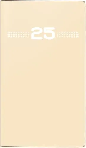rido/idé Taschenkalender Modell Miniplaner d 15 (2025), 2 Seiten = 1 Monat, A6, Kunststoff-Einband, sand