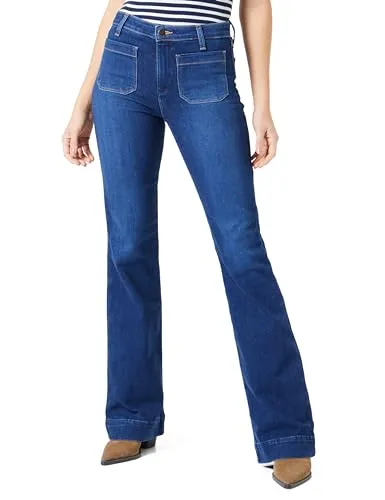 Wrangler Damen Jeans Flare - Ausgestelltes Bein für einen trendigen Look - Jeans für Damen mit Flare Fit, ideal für einen modischen Auftritt. Hergestellt aus 92% Baumwolle für hohen Tragekomfort und Waschmaschinen geeignet.
